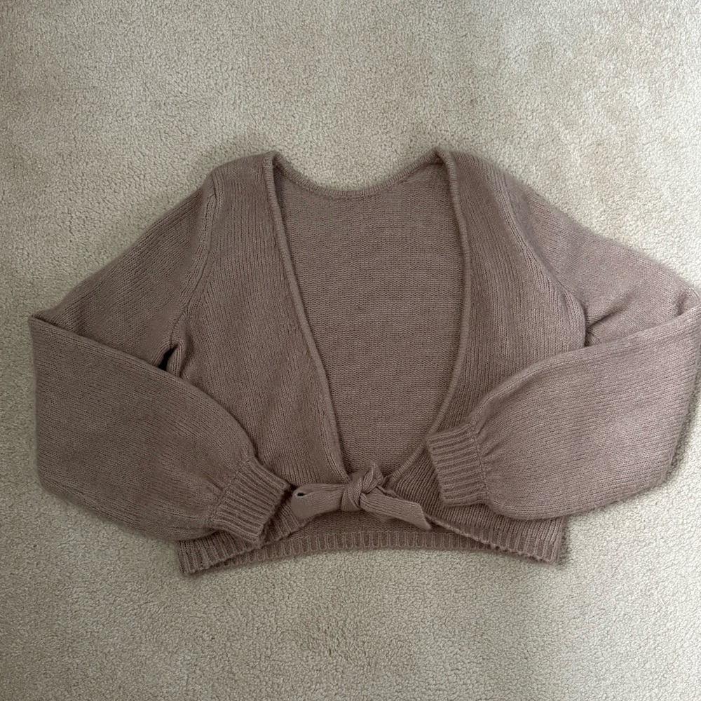 Abercrombie & Fitch Cardigan Sweater with Ribbed Edges Cross Over Tie